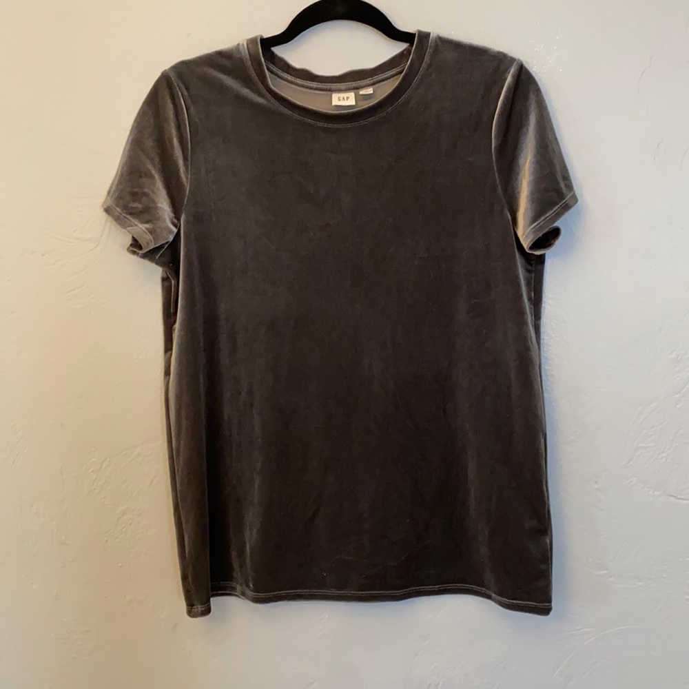 GAP Tall Velvet Short Sleeve Tee - Gray